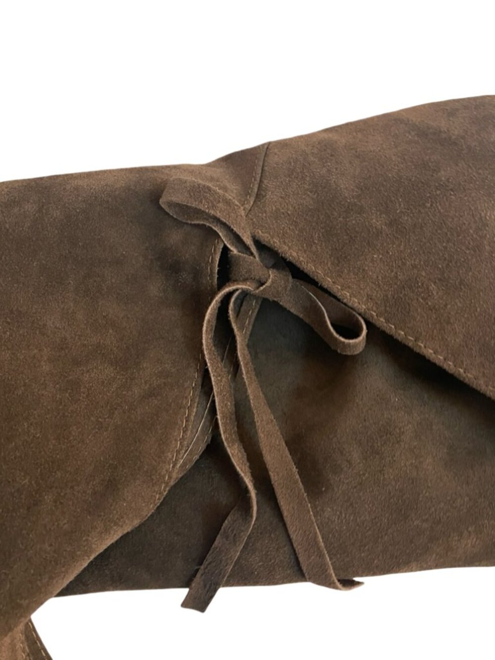 Dark Chocolate Brown Italian Suede Hobo Shoulder Bag Made in Italy Leather Handl - Picture 13 of 17